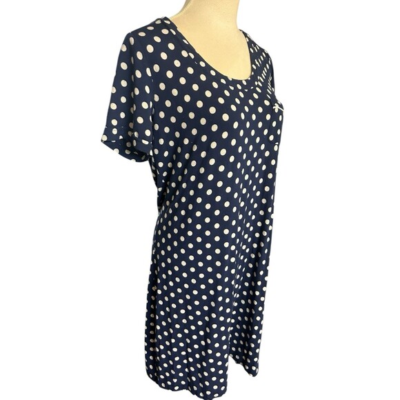 Soma Polka Dot Navy Blue White Sleepshirt Pullover Sleepwear Rayon Stretch Sz S - Picture 3 of 5